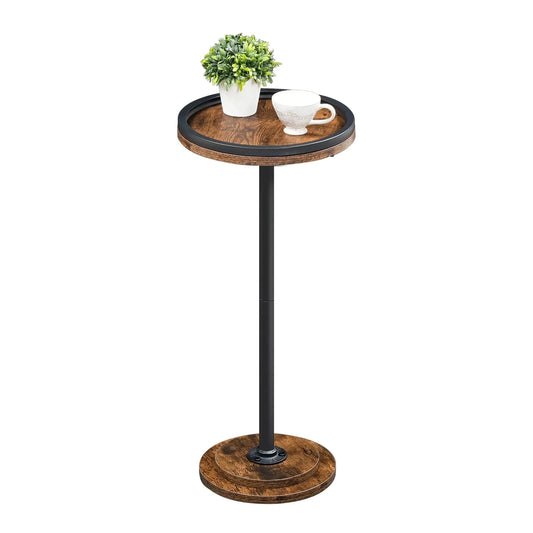 HOOBRO Small Side Table Drink Table Round Coffee End Table for Small Spaces Martini Table Pedestal Table for Living Room Bedroom Sofa Couch Rustic Brown BF168BZ01 Kia Day Design