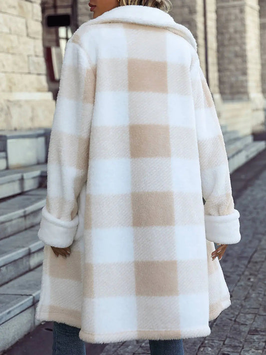 Single Breasted Plush Long Coat Women Blazer Kia Day Design