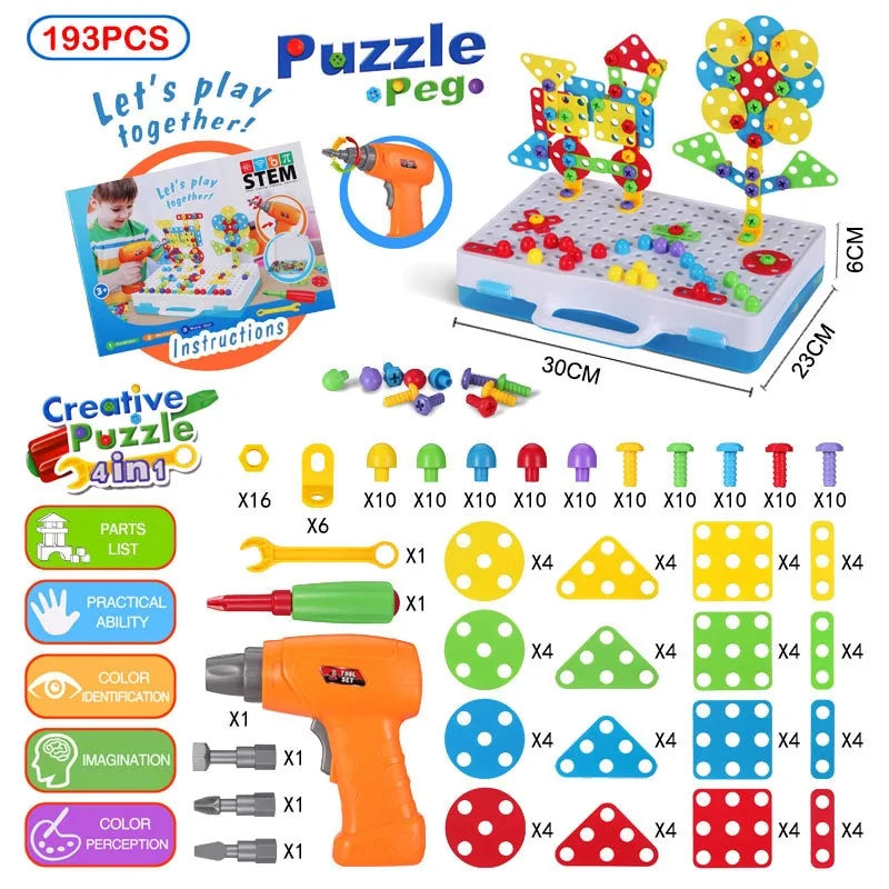3D Mosaic Puzzle Building Set with Tools - Kia Day Design