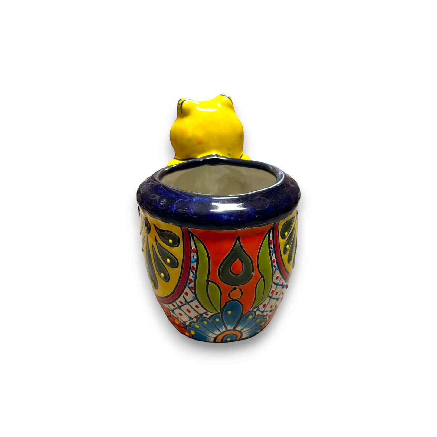 Talavera Frog Planter Colorful Hand-Painted Mexican Pottery - - Talavera Planter