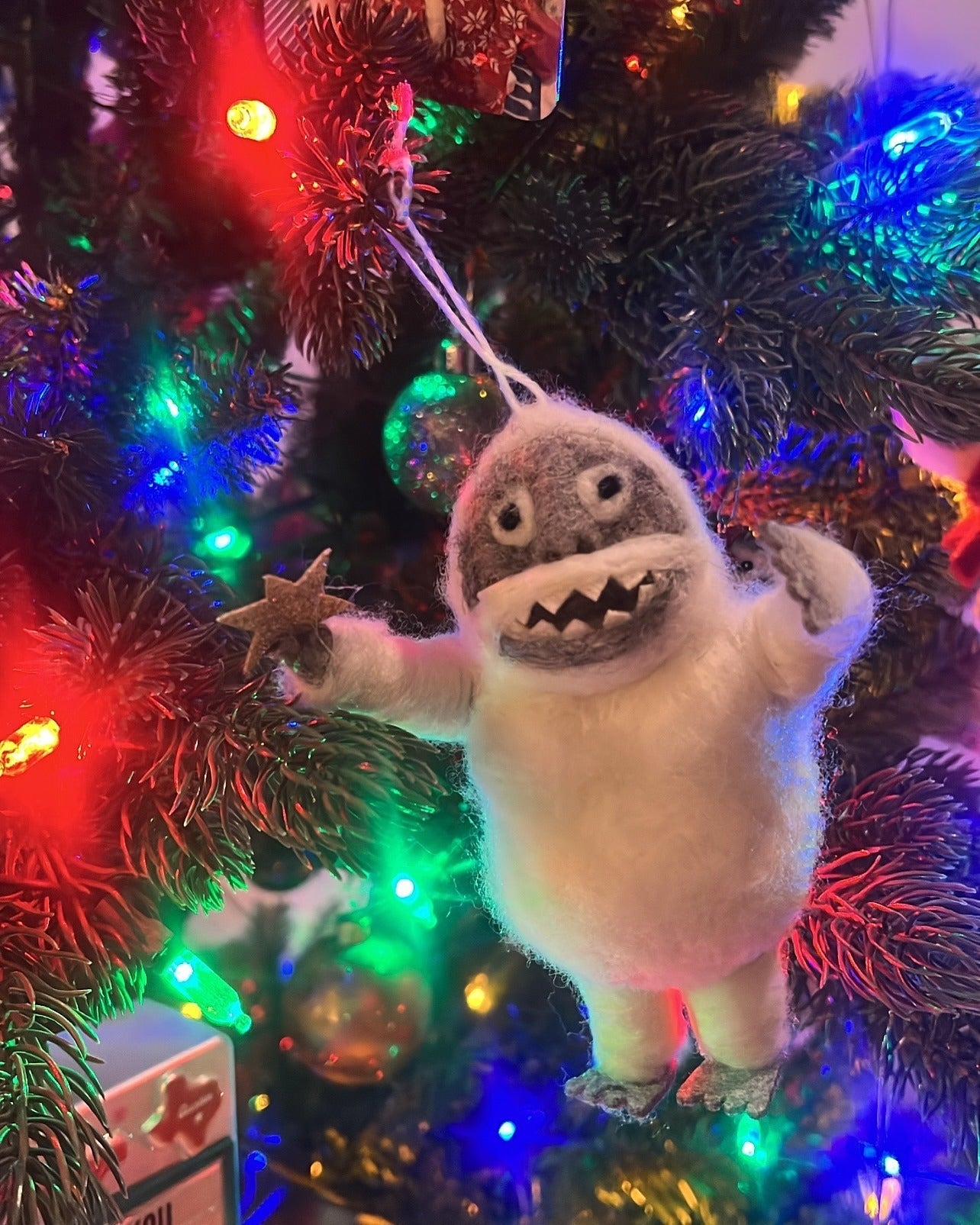Wool Felt Abominable Snowman Ornament - - Christmas