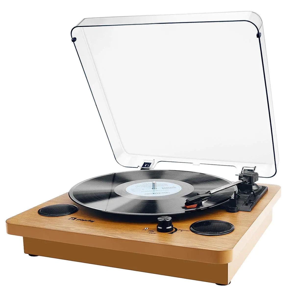 3-Speed Turntable Bluetooth Vinyl Record Player with Speaker Portable Vinyl-to-MP3 Recording - Kia Day Design