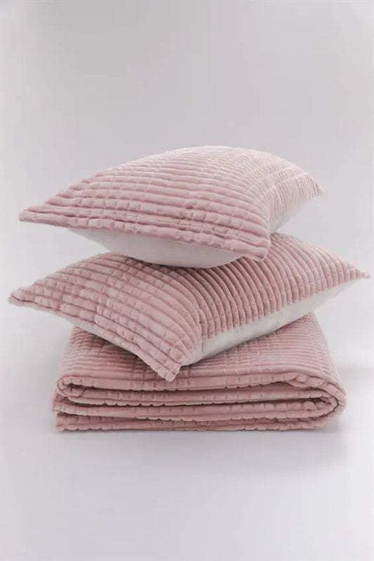 Merinos Modern Line 3 Piece Double Blanket Set Powder Kia Day Design