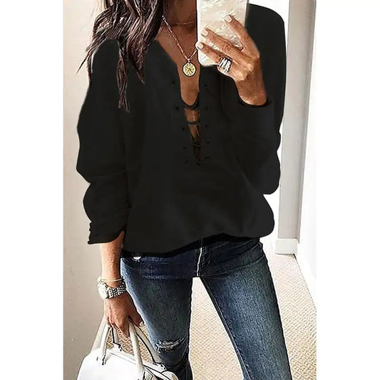 Casual Women's Sweatshirt - Black S - Women's Fashion - Women's Clothing - Sweaters