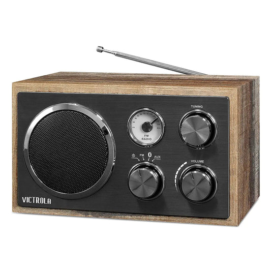 Victrola Wooden Desktop FM Radio with Bluetooth Shiplap Grey - Kia Day Design