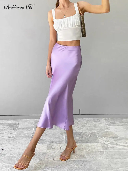 Solid Silk Long Skirt - Kia Day Design