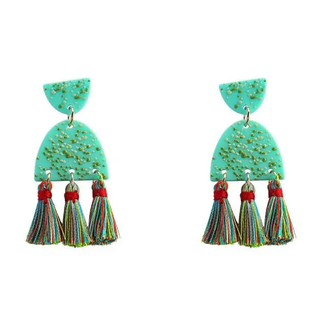 Colorful Semicircle Acrylic Earrings - Kia Day Design