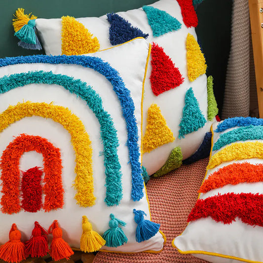 Rainbow Pattern Throw Pillow Cover - - pillow cover