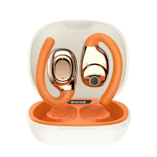Orange Wireless Ear Buds with Silicon Ear Loops - - ear buds