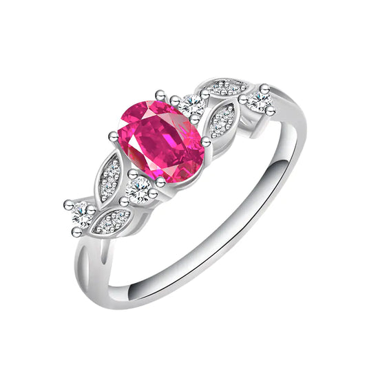 S925 Sterling Silver Pigeons-blood Ruby Ring - Red No7 - ring