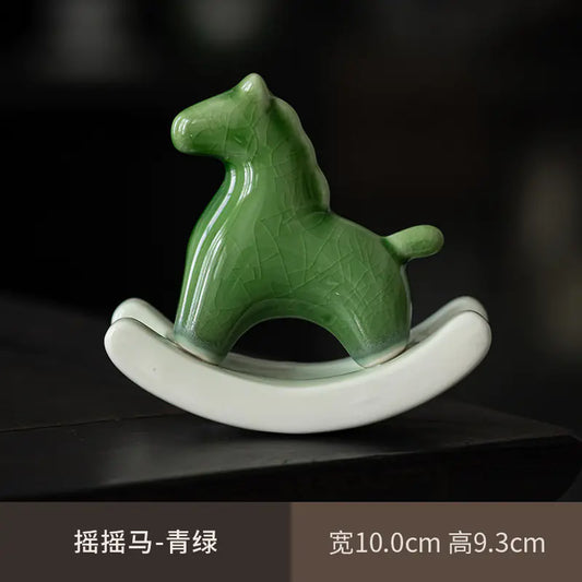 Ceramic Green Horse Tea Pet Decorative Figurine - Kia Day Design