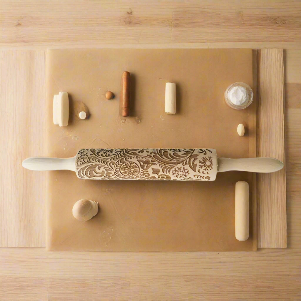 Wooden Embossed Rolling Pin - Kia Day Design