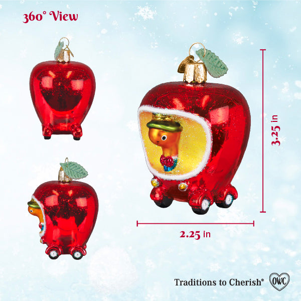 Lowly Worms Applecar Ornament - - Christmas >> Ornaments >> Glass