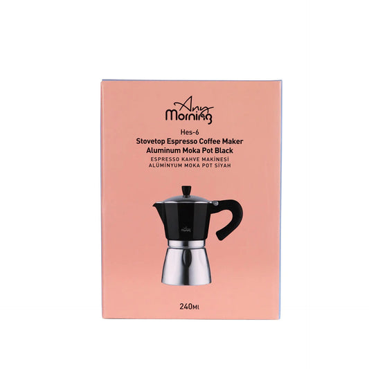 Aluminum Stovetop Espresso Moka Pot Black 240 ml - 8 oz - Kia Day Design