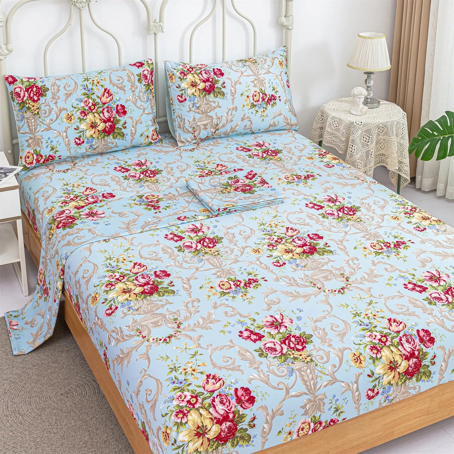 RYNGHIPY Botanical Peony Flowers Garden Floral Full Sheet Set - - sheet set