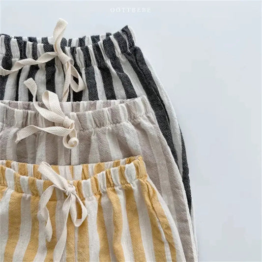 Childrens Vintage Linen Cotton Striped Pants - Kia Day Design