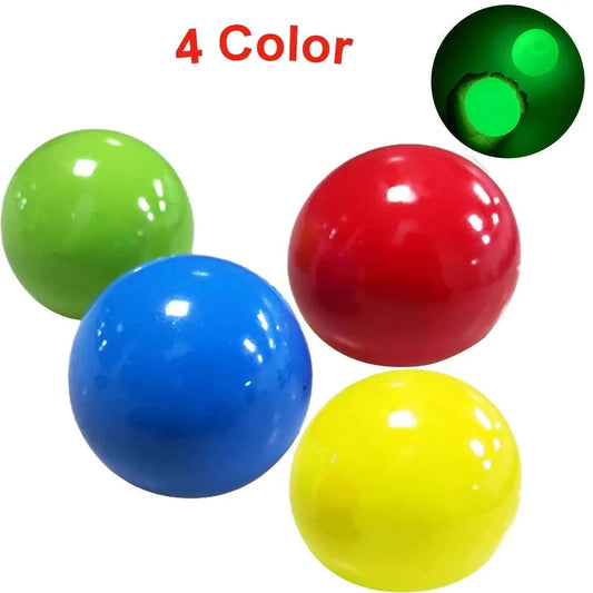 4PCs Luminous Sticky Wall Balls Stress Reliever Squishy Toys Kia Day Design