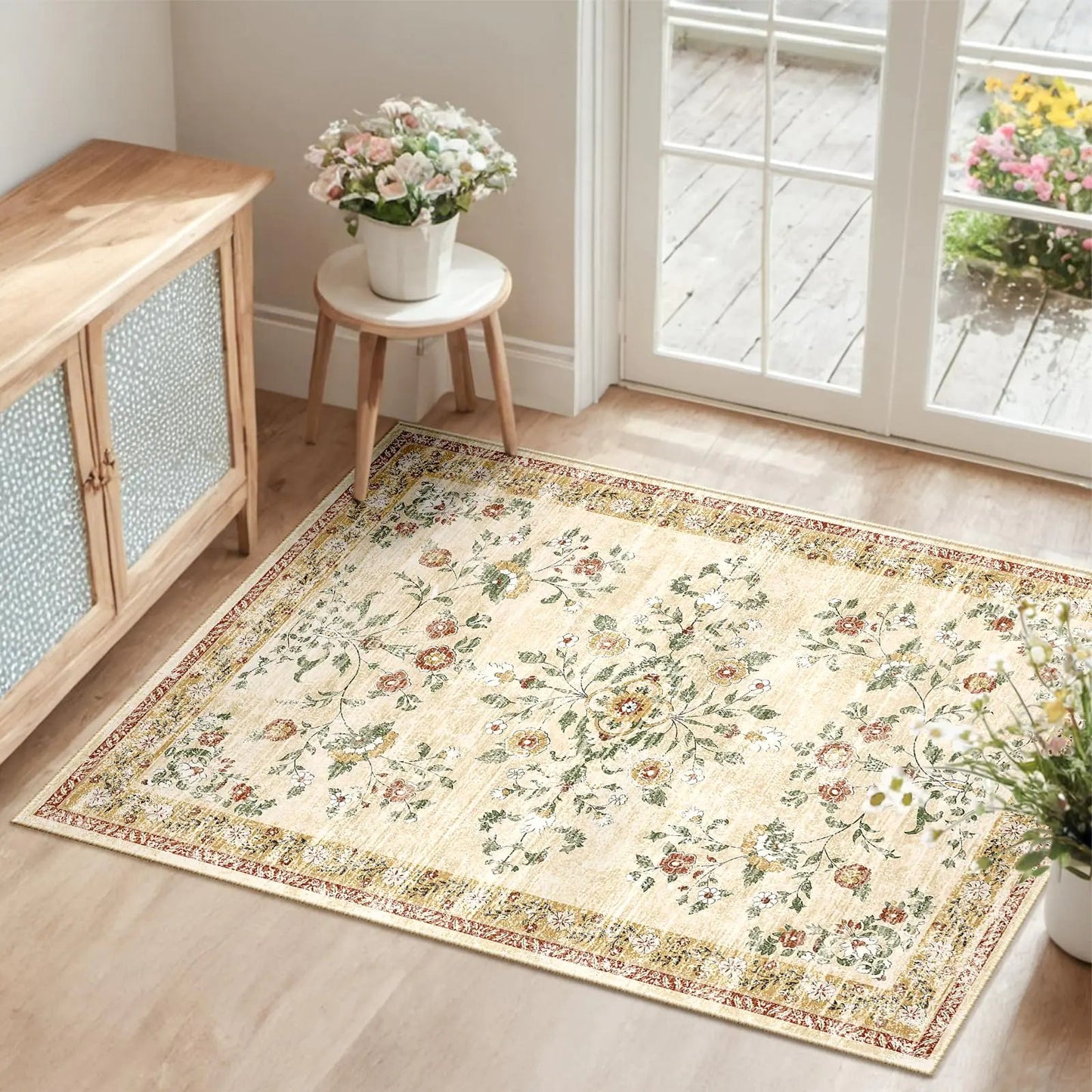 Washable Non-Slip Floral Print Pattern Rugs - Kia Day Design