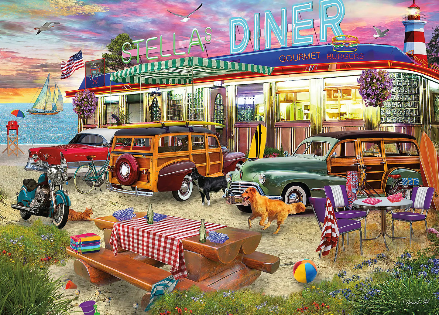 Ceaco - David Maclean - Beach Diner - 1000 Piece Jigsaw Puzzle - Kia Day Design