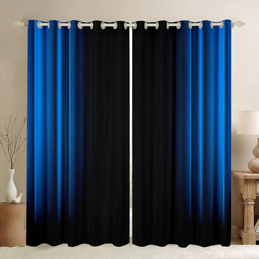 Blue and Black Ombre Window Curtains 52W X 63L 2 Panels - Kia Day Design