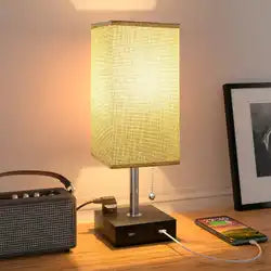 Grey USB Bedside Table Lamp - Kia Day Design
