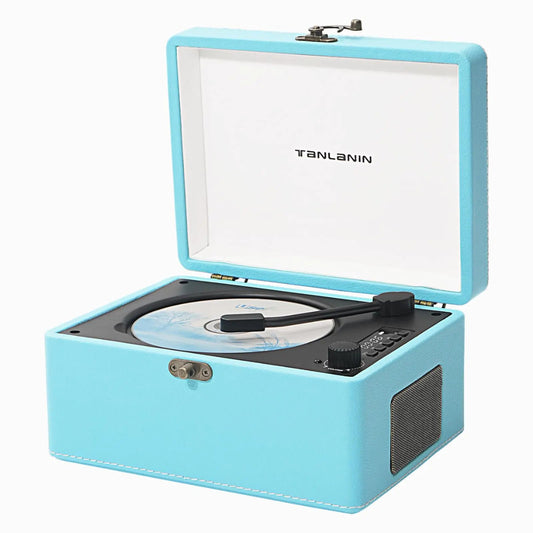 CD Player Portable for Home with Upgraded Speakers Bluetooth in/Out Rechargeable Desktop CD Player with LED Screen Boombox USB Type-c Blue Kia Day Design