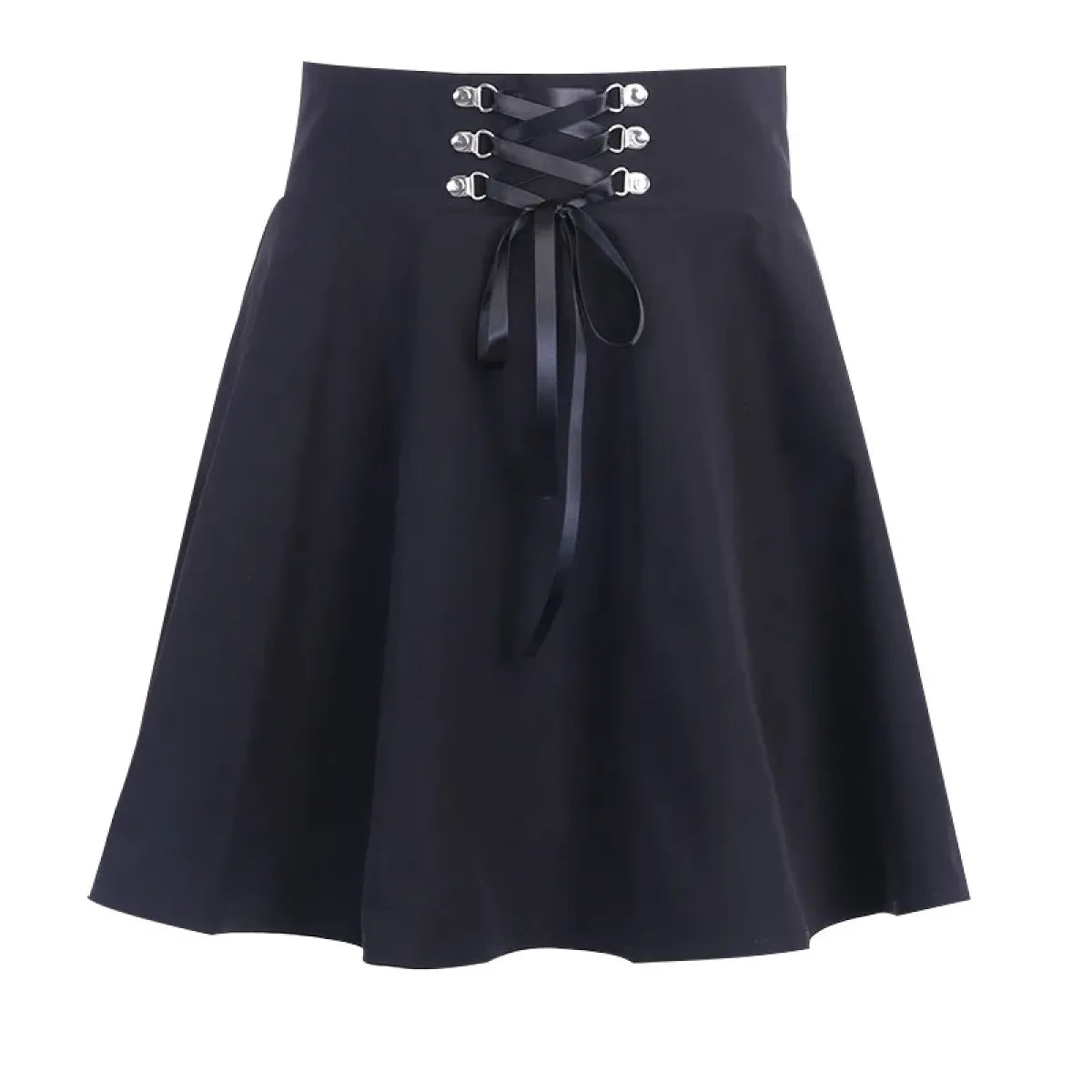 Gothic Lace-Up Mini Skirt – Harajuku Hipster Style for Women - Black - Skirts