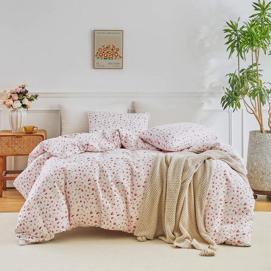 Pink Floral Garden Flower King Comforter Set