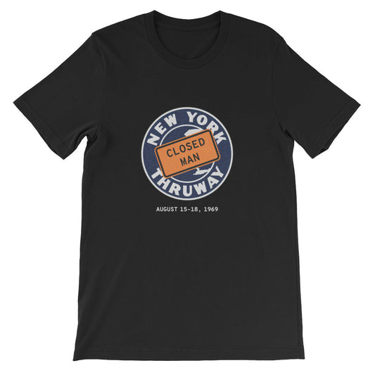 "NY State Thruway Closed Man" Tee - Black - Peace Tees