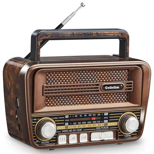 Portable AM FM Bluetooth 5.3 Speaker Shortwave Radio USB Battery Powered - Kia Day Design