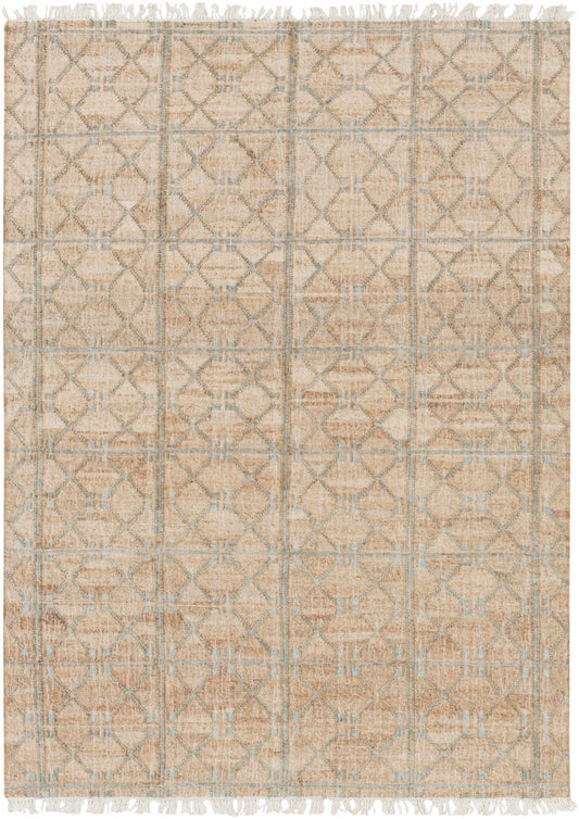 Rice Dusty Sage Fringed Jute Carpet - - Rugs