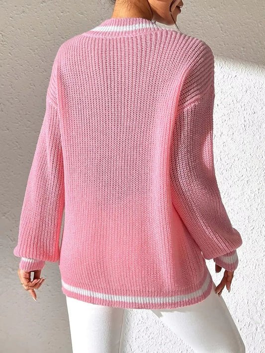V-Neck Knitted Sweater - Kia Day Design