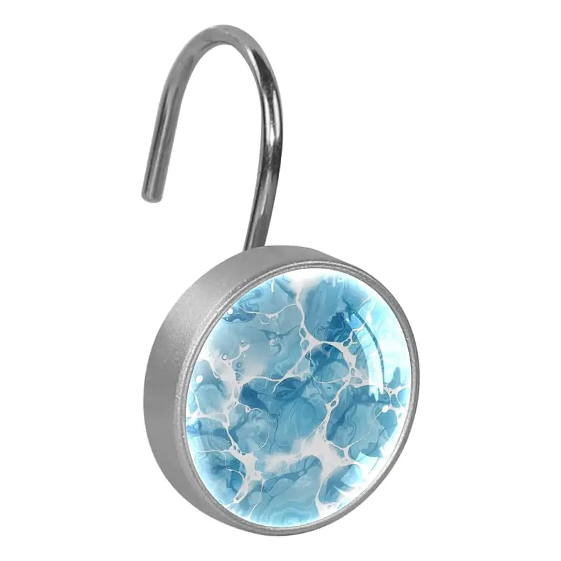 12 Pc Blue Decorative Stainless Steel Shower Curtain Hooks - Kia Day Design