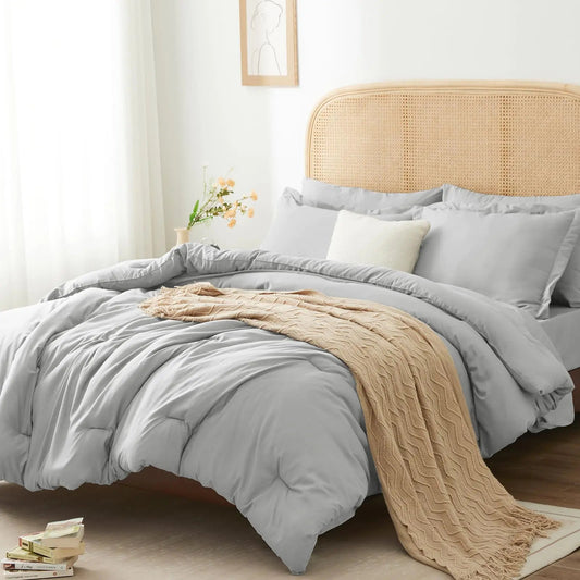 Light Grey King Size 7-Piece Comforter Set - Kia Day Design