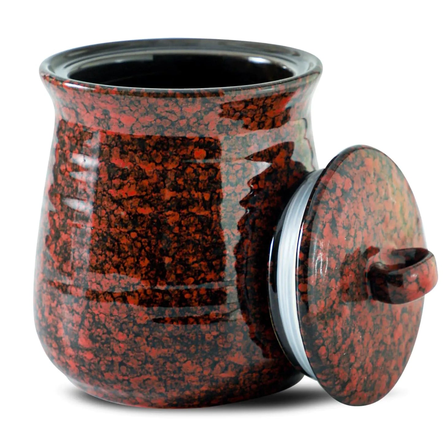 Large Red Ceramic Canister Jar with Airtight Lid 35 OZ - Kia Day Design