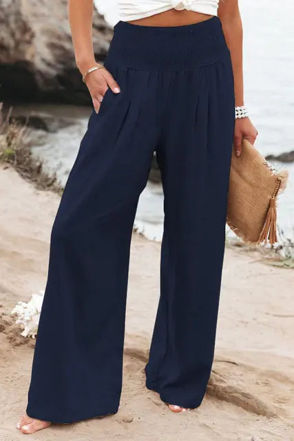 Cotton Linen Pockets Long Trousers - Kia Day Design