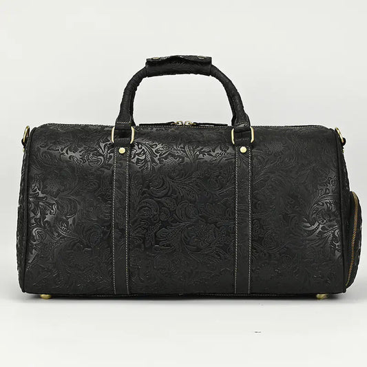 Vintage Print Crazy Horse Leather Handbag Kia Day Design