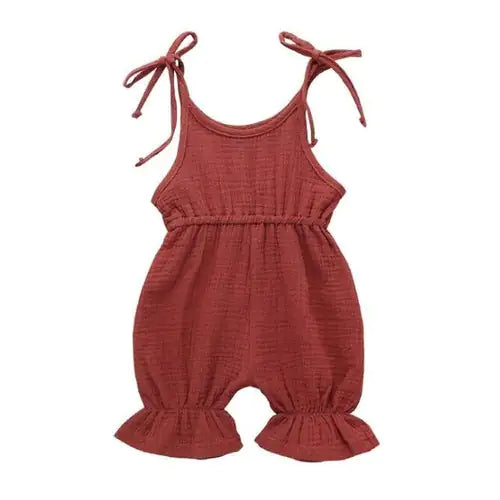 Sleeveless Cotton Baby Romper Red 110