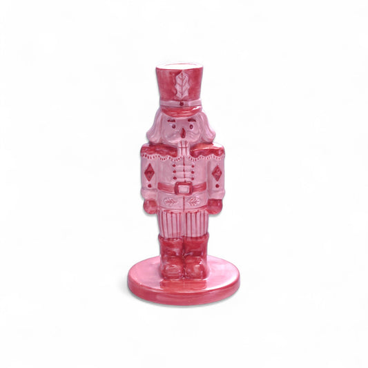 Pink & Red Ceramic Nutcracker Taper Candle Holder - - candle holder