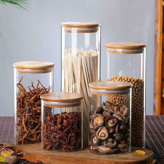 Bamboo-Covered High Borosilicate Glass Jars - Kia Day Design