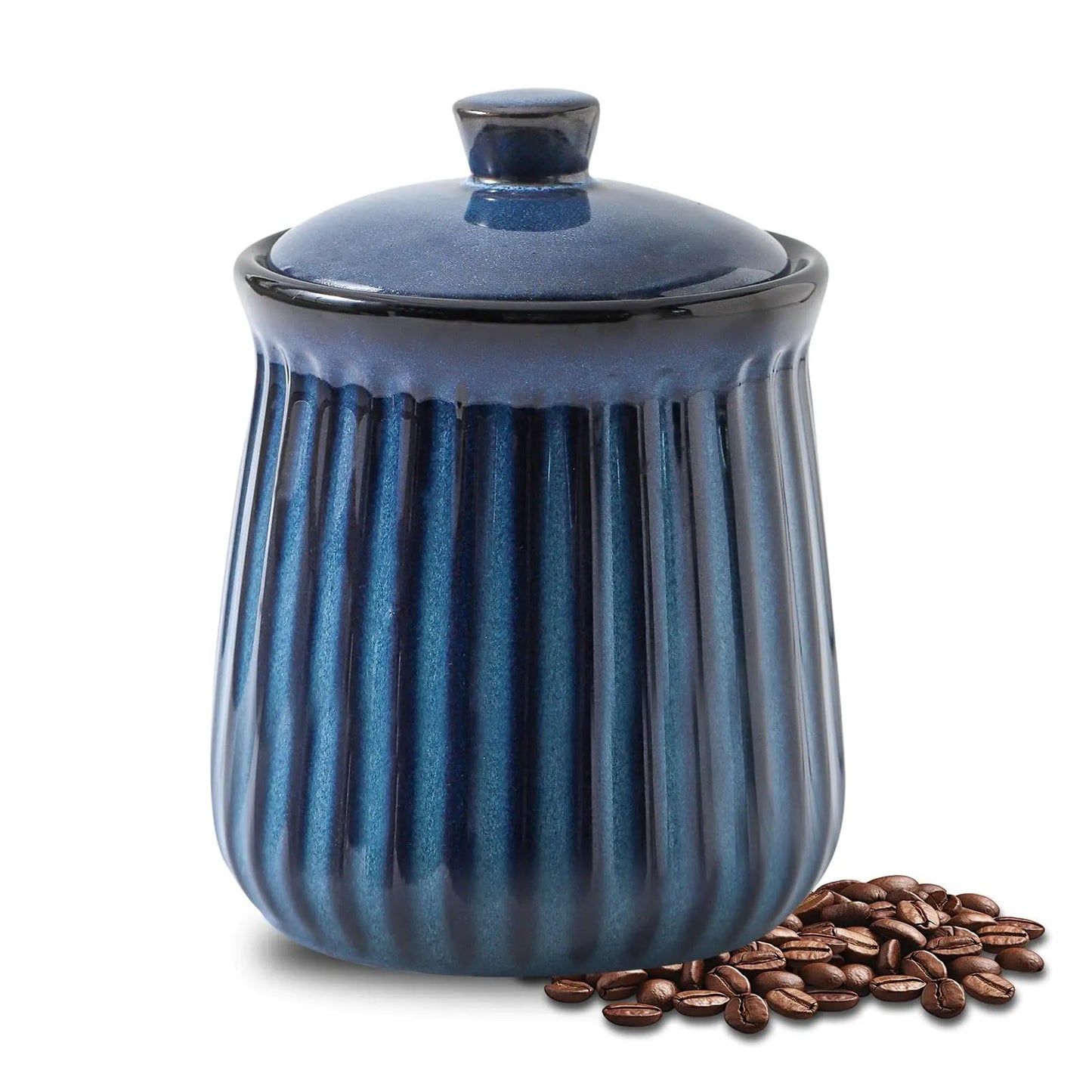Dark Blue Ceramic Storage Container with Airtight Lids - Kia Day Design
