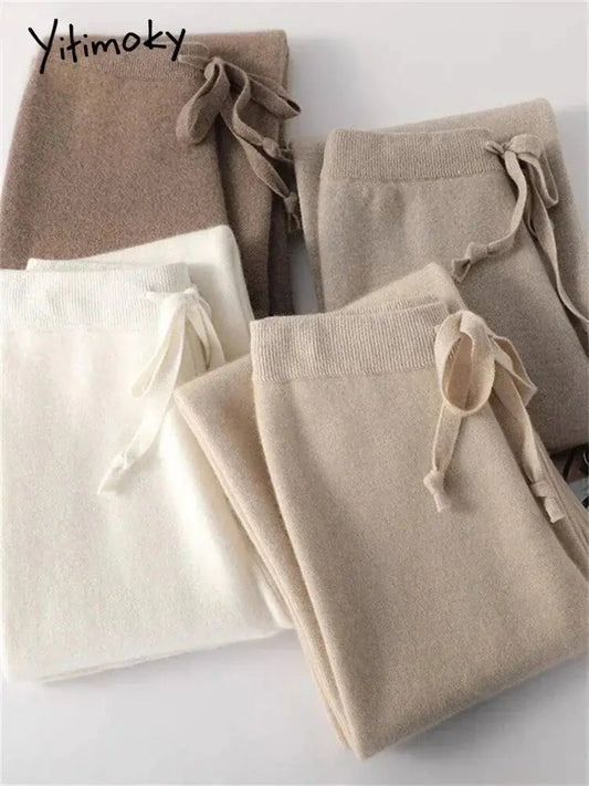 Casual Knitted Wide Leg Pants - Kia Day Design