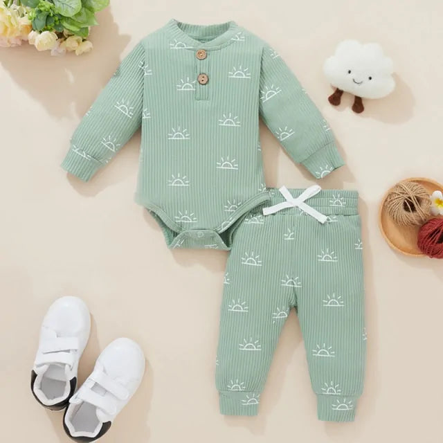 Newborn Baby Bodysuits + Elastic Pants Kia Day Design