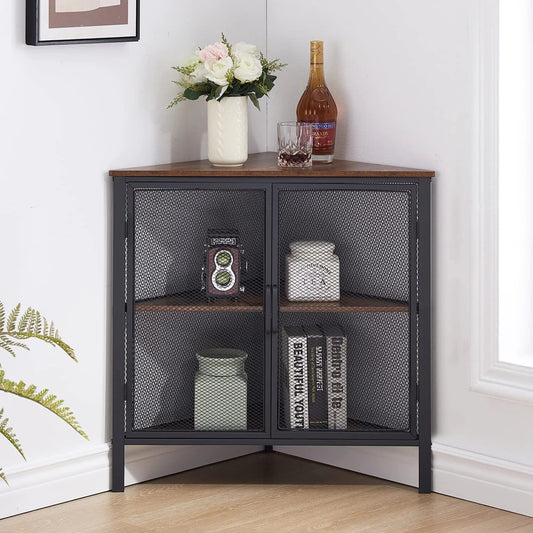 3-Tier Metal Frame Corner Cabinet - Kia Day Design