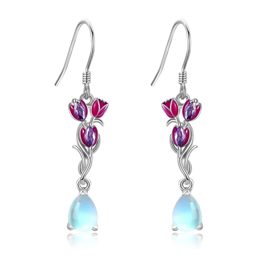 Tulip Earrings Sterling Silver Tulip Dangle Earrings Tulip Jewelry for Women