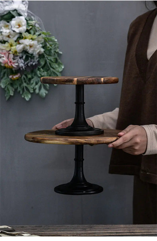Wooden Cake Stand with Solid Wood Tray Kia Day Design