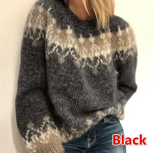 Color Block Mohair Chunky Knit Pullover Sweater Kia Day Design