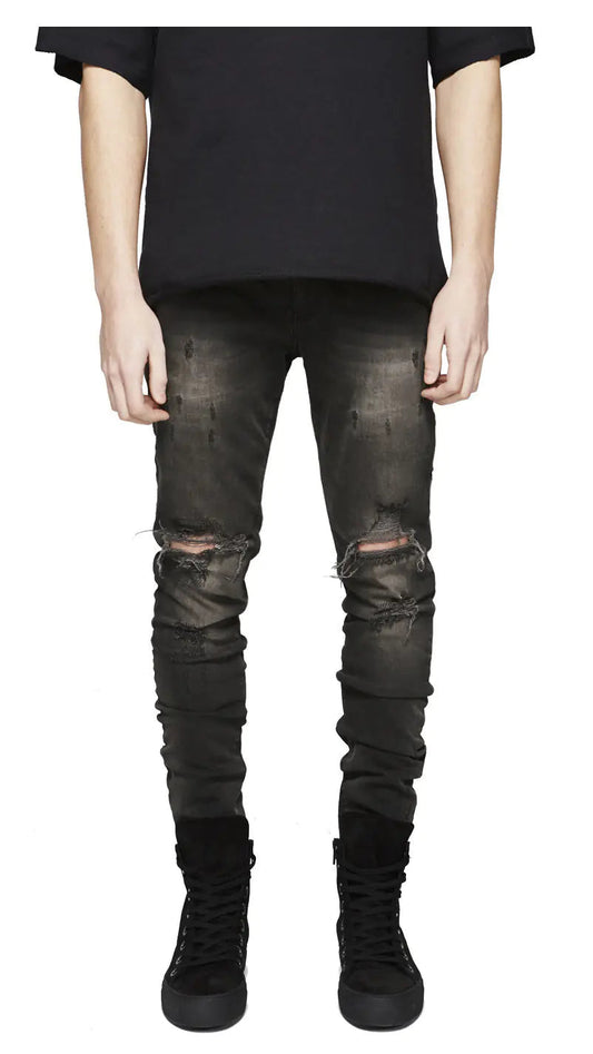 Street Men's Knee-Skinny Jeans - Black 32 - jeans