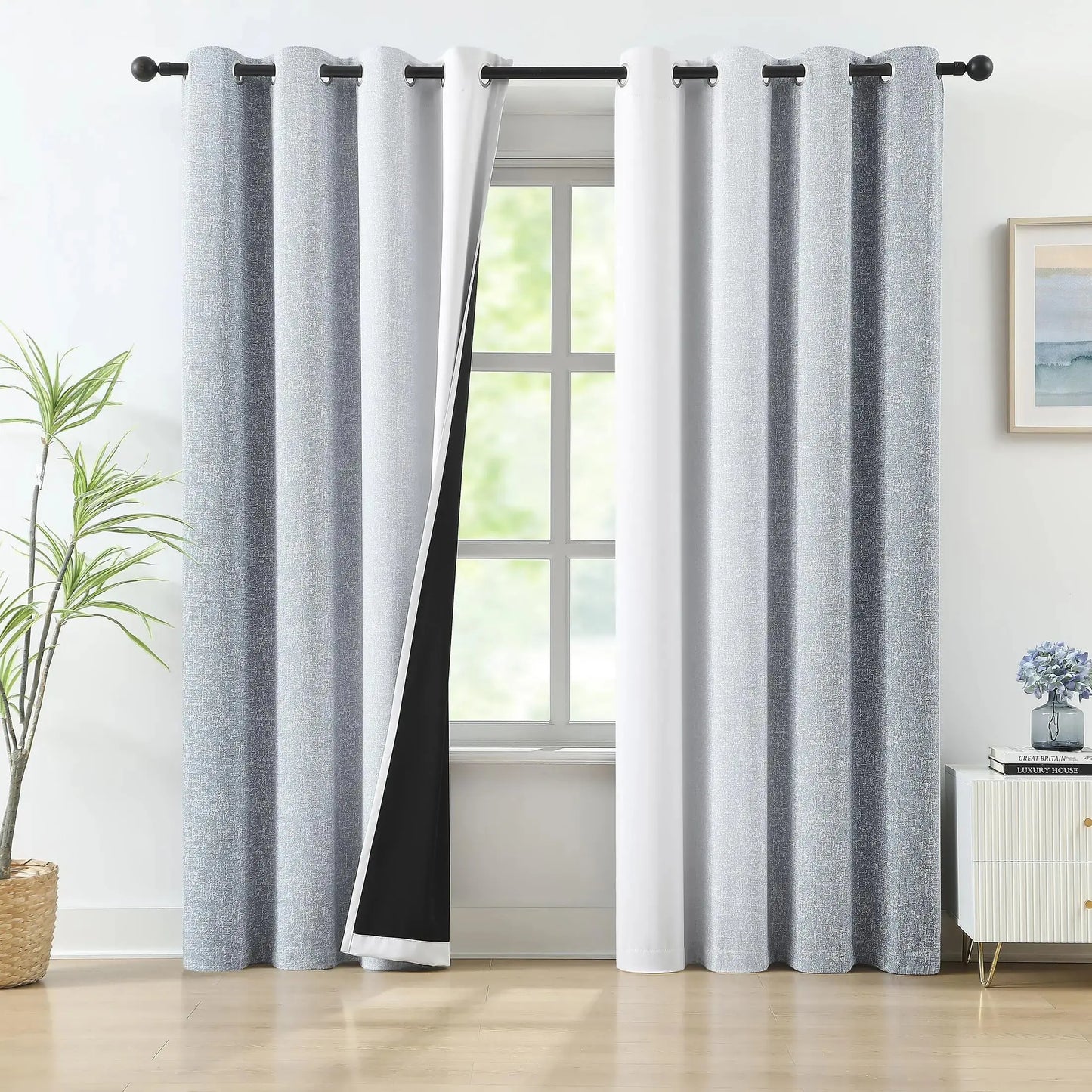 Grey Ombre Blackout Curtains 84 Inch Length Gradient Room Darkening Curtain Drapes for Living Room Bedroom Thermal Insulated Energy Saving Grommet 2 Window Panels Pure White to Grey 52" W Kia Day Design