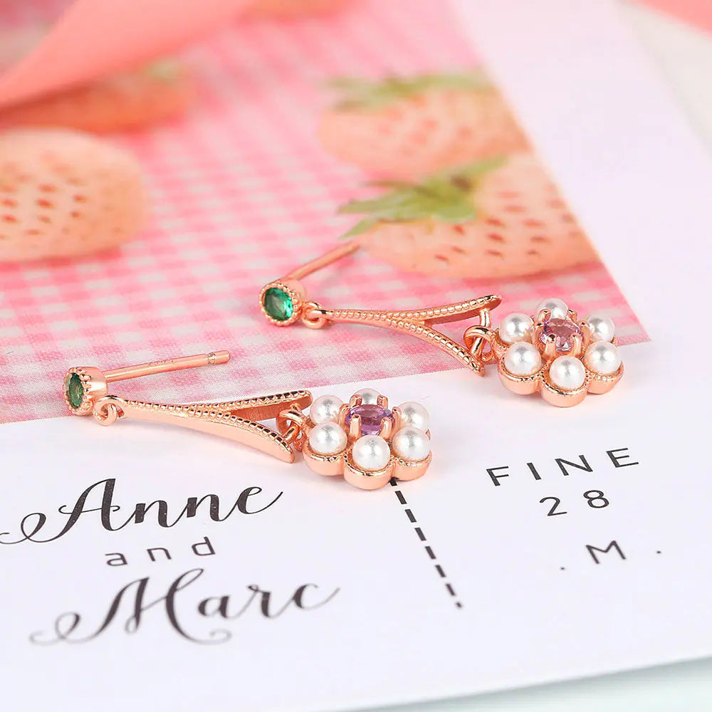 S925 Silver Plum Blossom Amethyst Tassel Earrings